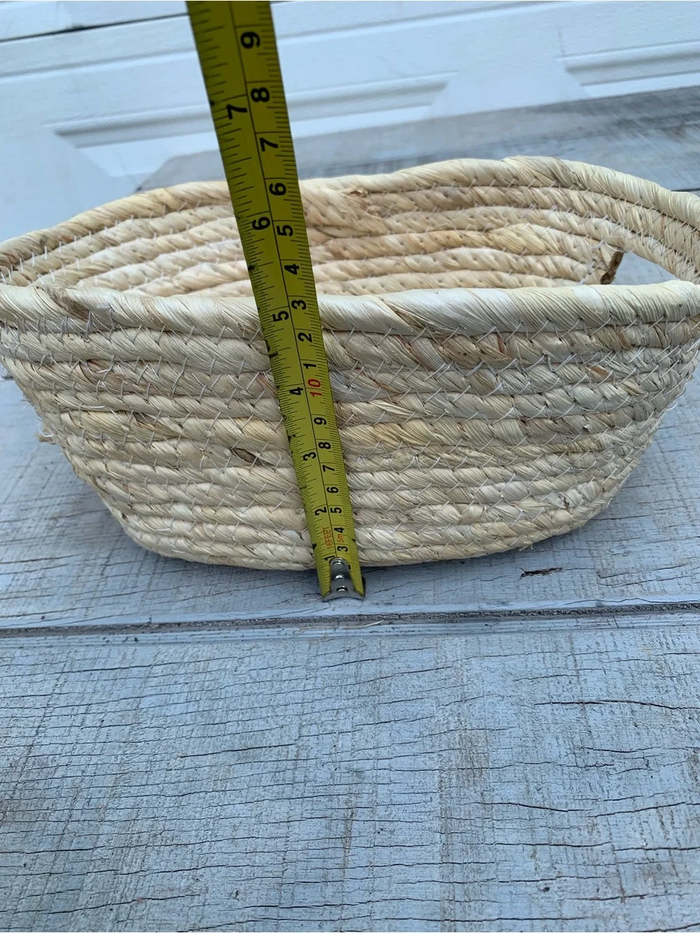 Handwoven Seagrass Low Oval Basket Storage Bin Tray with Handles Boho Organizing